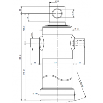 Teleskopski cilinder 3 stopnje 11 ton 893 mm z luknjo 4033F